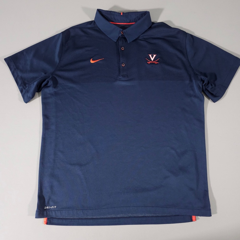 Nike Polo Shirt Mens XL Navy Virginia Cavaliers Dri-FIT Short Sleeve 34447X-VR1